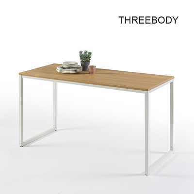 White Modern Office Furniture Desk , Rectangular Modern Wood Desk Sturdy Steel Frame