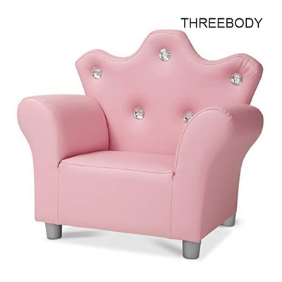 Comfy Modern Kids Furniture Child 'S Crown Armchair Pink PU Leather Sofa For Girls