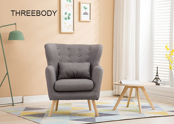 Single Seater Contemporary Bedroom Furniture Dark Grey Modern Fabric Sofa