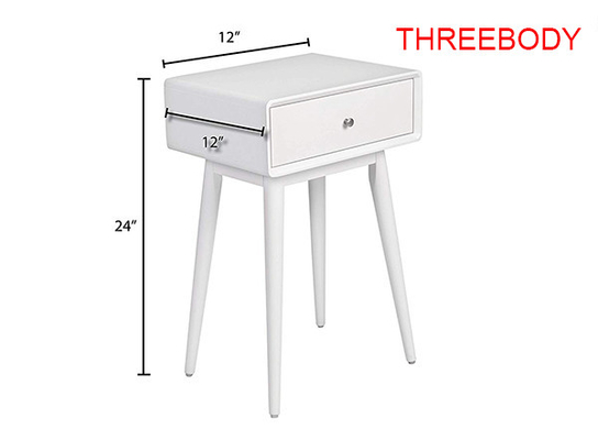 French White Contemporary Bedroom Furniture Wood Rory One Drawer Side Table