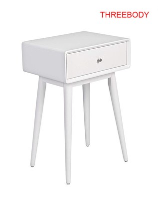 French White Contemporary Bedroom Furniture Wood Rory One Drawer Side Table