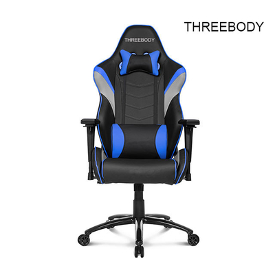 PU Leather X Racer Gaming Chair , Black And Blue Car Seat Computer Chair