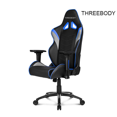 PU Leather X Racer Gaming Chair , Black And Blue Car Seat Computer Chair