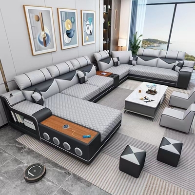 En's Fun Nordic Modern Simple U-Shaped Fabric Sofa Combination For large apartment Living Room