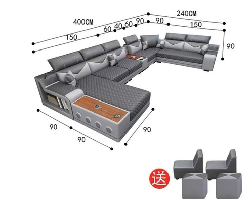 En's Fun Nordic Modern Simple U-Shaped Fabric Sofa Combination For large apartment Living Room