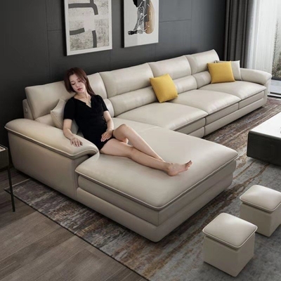 En's Fun Small Apartment  Nordic Style Modern Simple Living Room L-Shaped Leather Sofa
