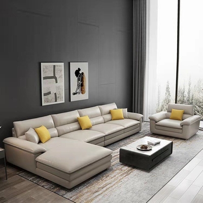 En's Fun Small Apartment  Nordic Style Modern Simple Living Room L-Shaped Leather Sofa