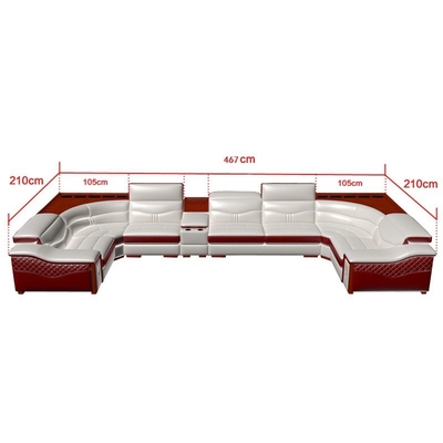 En's Fun Modern Simple U-Shaped Living Room Leather Sofa Combination