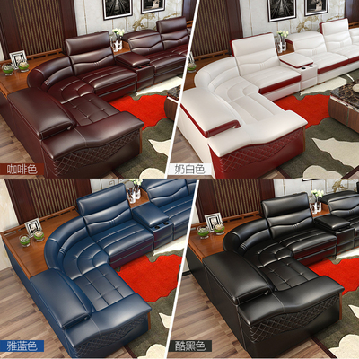 En's Fun Modern Simple U-Shaped Living Room Leather Sofa Combination