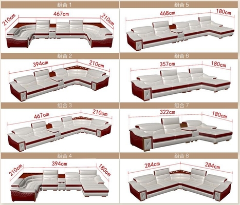En's Fun Modern Simple U-Shaped Living Room Leather Sofa Combination