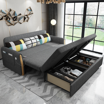 En's Fun Nordic Style Modern Simple Multi-functional Foldable And Washable  Living Room Fabric Sofa Bed Combination