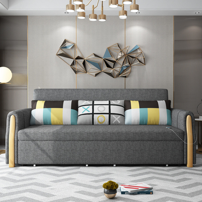 En's Fun Nordic Style Modern Simple Multi-functional Foldable And Washable  Living Room Fabric Sofa Bed Combination