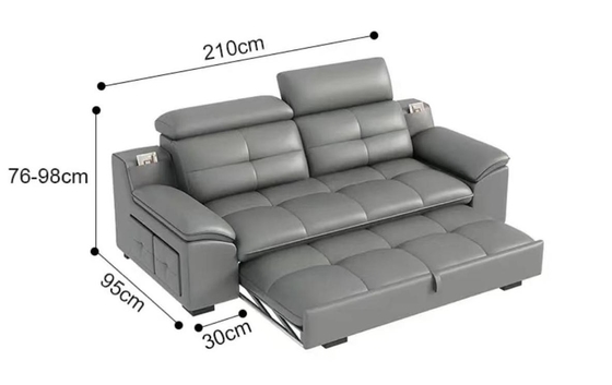 AiChuang Italian Style Modern Straight Row Telescopic Electric Multi-Function Living Room Leather Sofa Combination