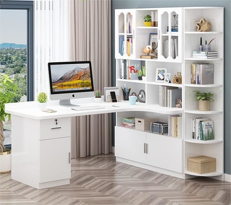 Chi Weng Solid Wood Computer Desktop Writing Desk Bookshelf Combination