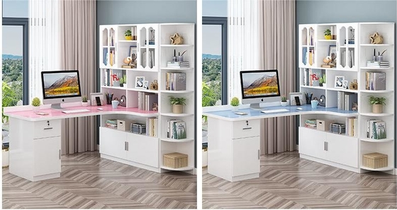 Chi Weng Solid Wood Computer Desktop Writing Desk Bookshelf Combination