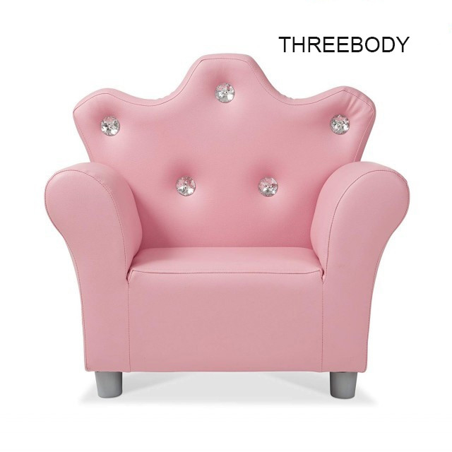 Comfy Modern Kids Furniture Child 'S Crown Armchair Pink PU Leather Sofa For Girls
